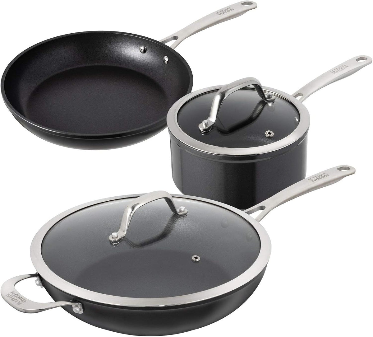 KUHN RIKON Backofen, Schwarz, Easy Pro Kochgeschirr-Set, Aluminium, Antihaft, 3-teilig