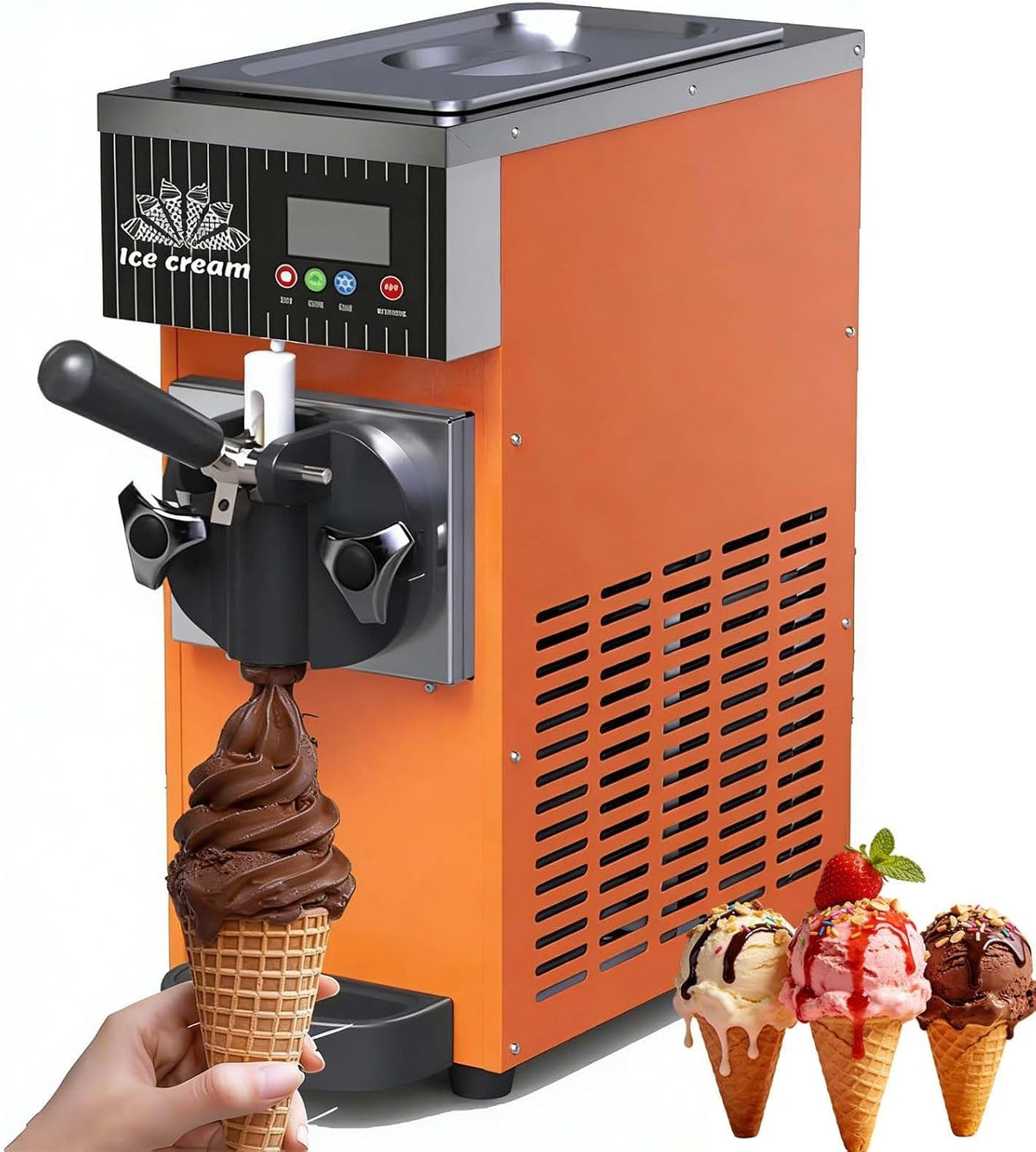lealovengzh Eismaschine, 5 L, Silber/Orange, Soft Kommerzielle/Home -1 Sorte FüR Gewerbe &, /H Produktionsleistung