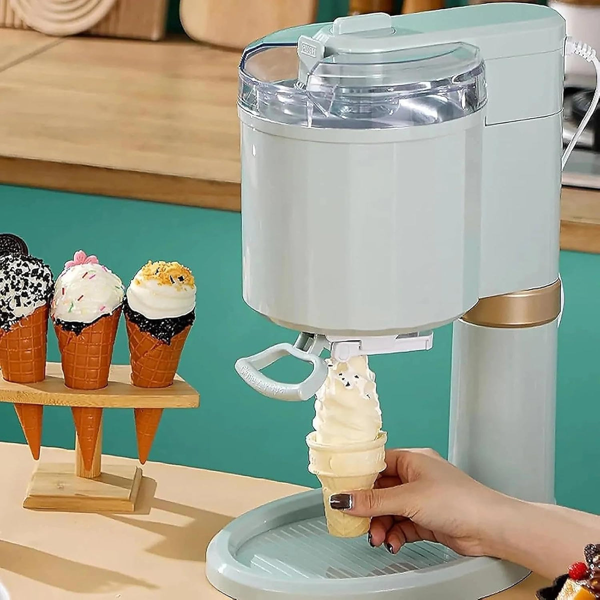 Eismaschine, Grau, Automatische Mini-soft Für Zuhause, Diy-fruchteis-dessertmaschine, Kompaktes Eisgerät