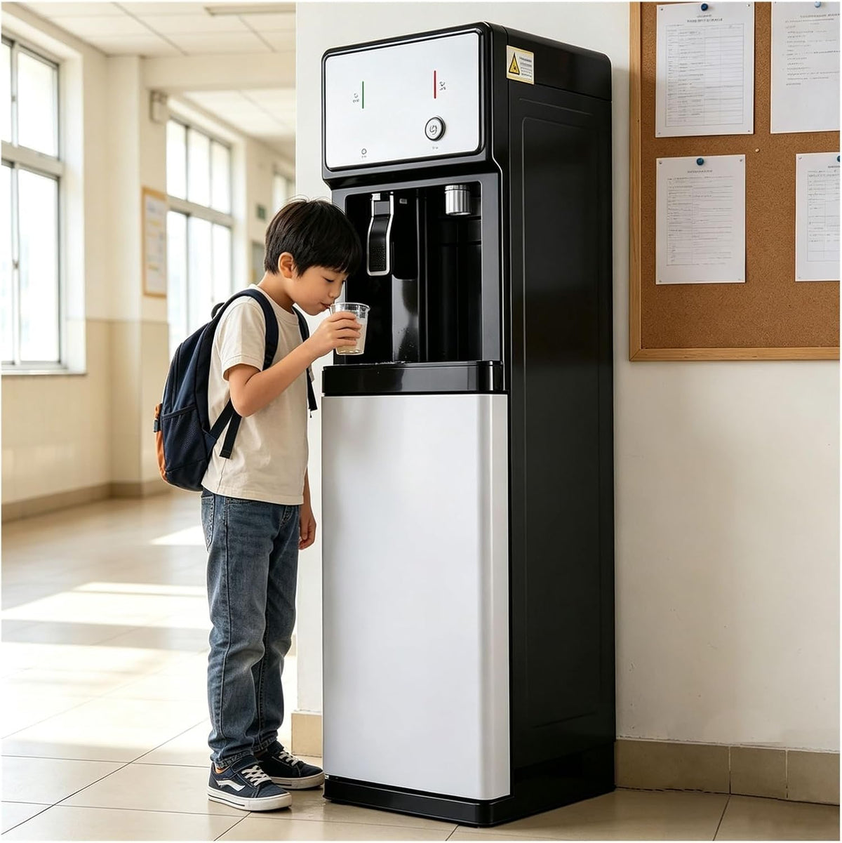 freistehend Heißwasserspender, Schwarz, Wasserspenderc mit 3-5-Sekunden-Sofortkochen, Wasserspender mit Bodenladung