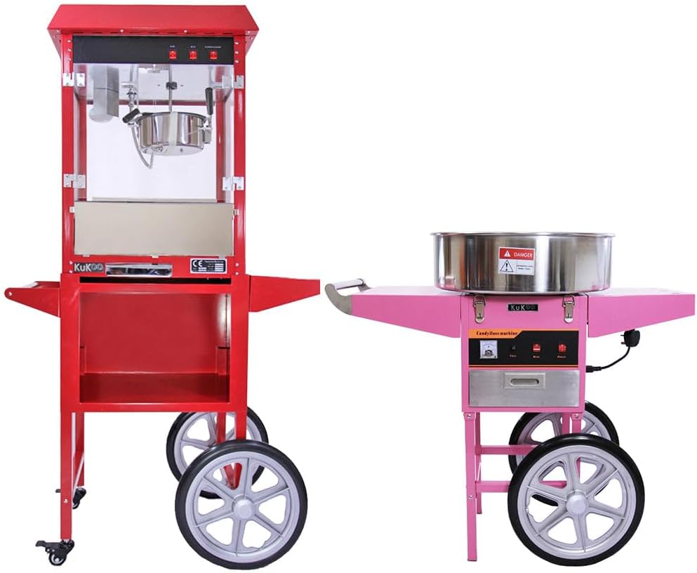 Wohnzimmerschrank KuKoo, 50 cm, Silber, Popcorn-Maschine und Zuckerwatte mit Wagen, Edelstahl, Behälter 226 g Pop Corn