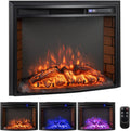 COSTWAY Elektrokamin, 69,5 x 21 x 53 cm, 750 W/1500 W, 1500 W, Metall, gehärtetes Glas, Schwarz