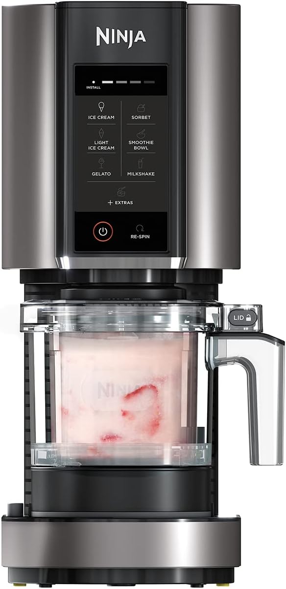 Ninja Eismaschine, Schwarz, CREAMi & Dessertmaschine mit 2 Behältern, NC302EU