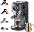 CAFELFFE Kaffeemaschine, 44 mm, Silber, MK-601F 4-in-1-Kapsel-Espresso- mit Dampfstab und, heiß/kaltgebrüht, Nes Original/DG/ ESE Pods/gemahlen