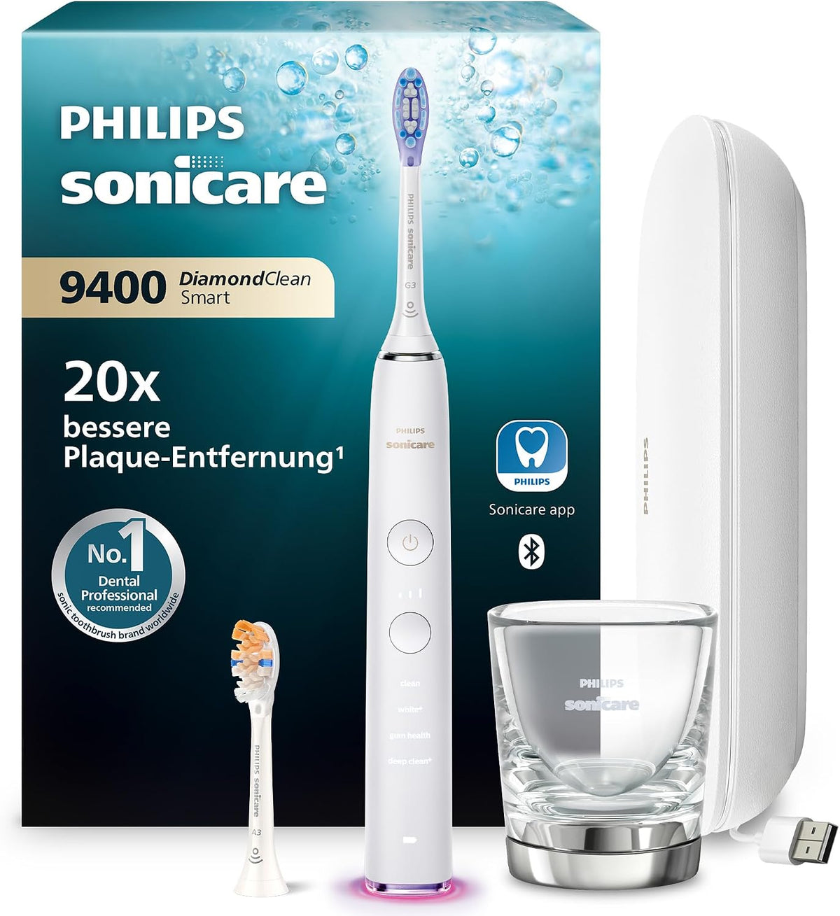 PHILIPS Schall, Schwarz, Sonicare DiamondClean Smart 9400 elektrische Zahnbürste