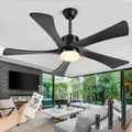 Forrovenco Deckenventilator, 132 cm, Schwarz, Mit Beleuchtung Und Fernbedienung 5 Flügel