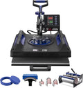 VEVOR Druckpressen, 38 x 38 cm, 1 W, Schwarz/Blau, Hitzepresse, 8-in- ärmeübertragungsmaschine mit 30 oz Tumbler-Presse