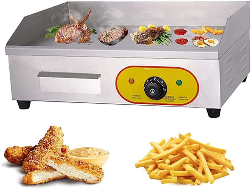 SmPinnaA Esstisch, 3000 W., Silber, Gewerblicher Elektrogrill, Flachgrill Aus Edelstahl Für e, Einstellbare Temperaturregelung 0-300 ℃