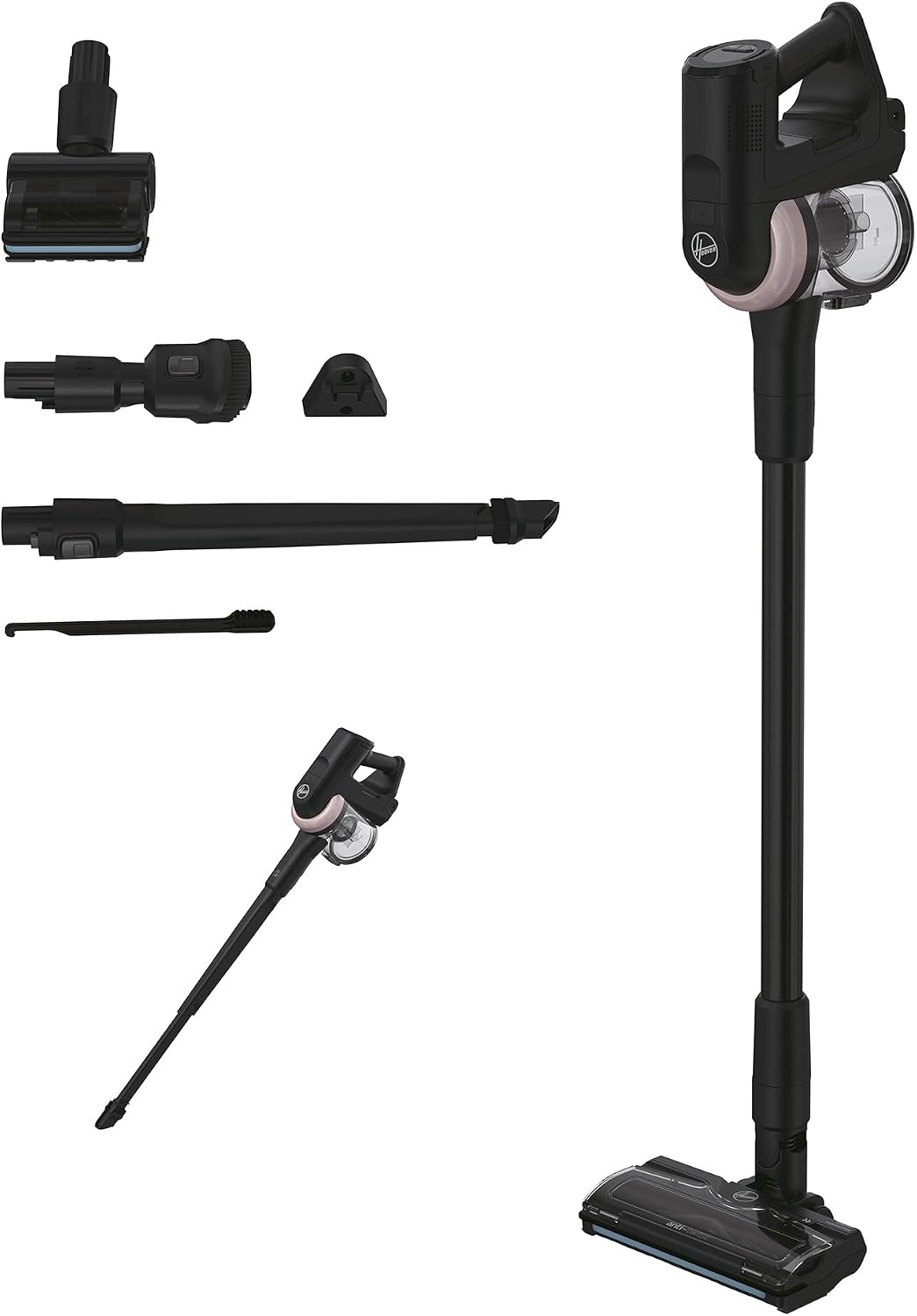 Hoover Staubsauger, Schwarz, 360° bewglicher Akku mit Tierhaar-Düse & Flexibler Fugendüse, leicht & wendig, 1200 POWERTIME [HF416BF]