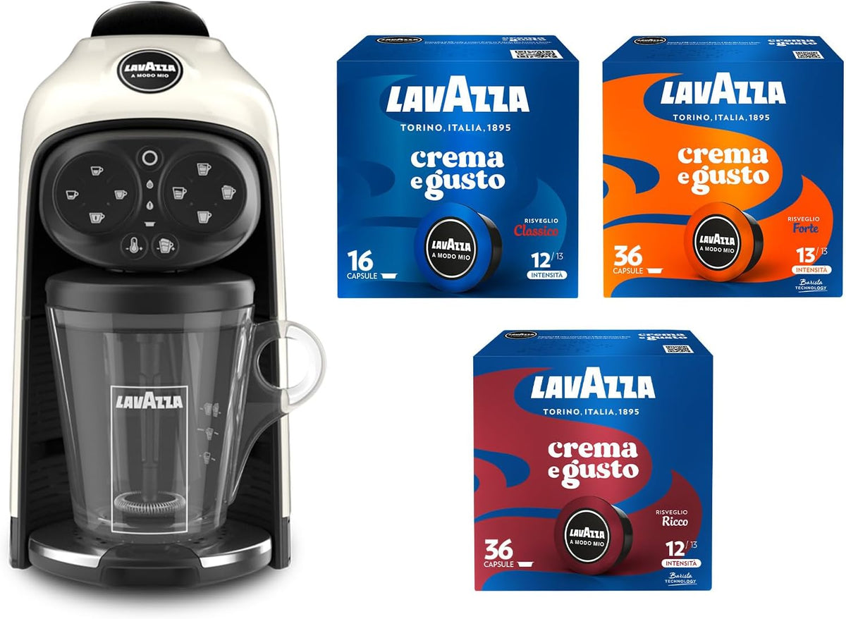 Lavazza Kaffeemaschine, 1,1 Liter, 1500 W, 240 V, Weiß, Espressomaschine, 220-, 50/60 Hz, Kapazität max. 10 Kaffeekapseln und Wasser