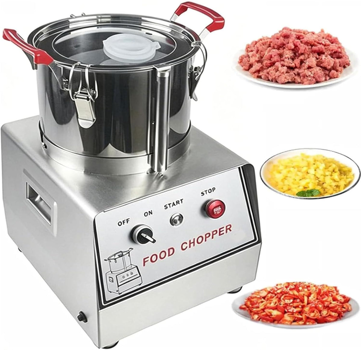 Oiyekntd Gemüsehobel, 15 L, Silber, Multifunktionale Küchenmaschine, elektrischer Gemüseschneider und Fleischwolf für den