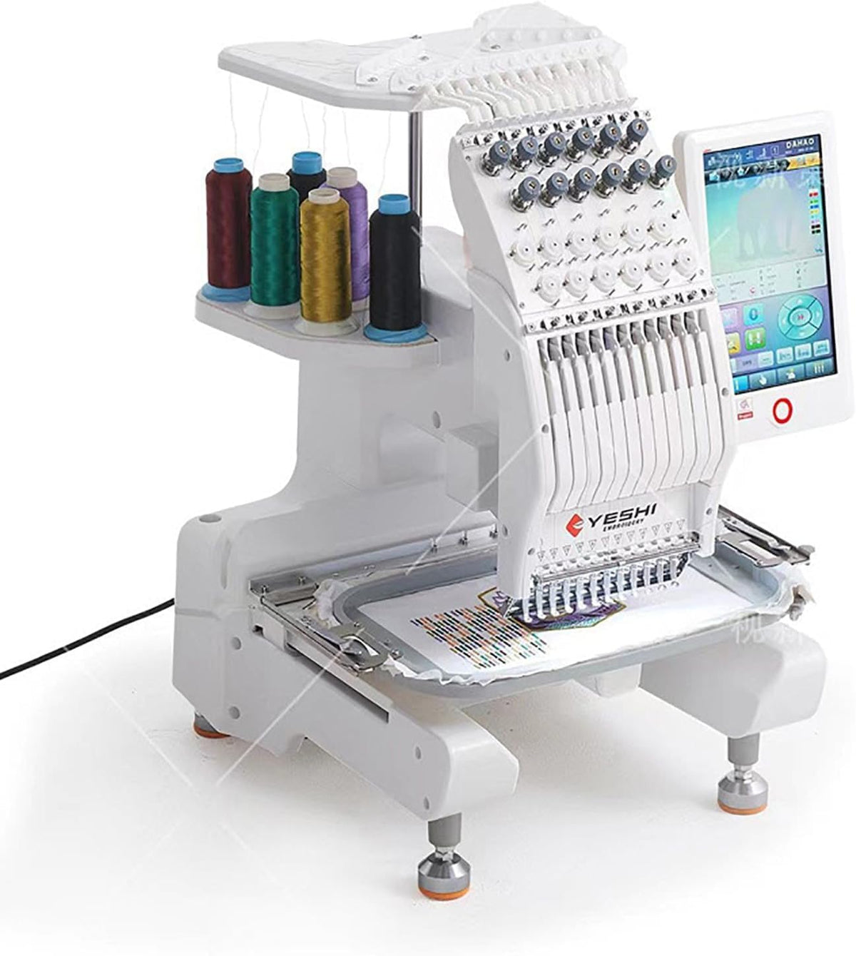 FDGH Stickmaschinen, 20 X 30 cm, Schwarz, Gewerbliche Stickmaschine, Computergesteuerte Einkopf-Stickmaschine Mit 12 Nadeln