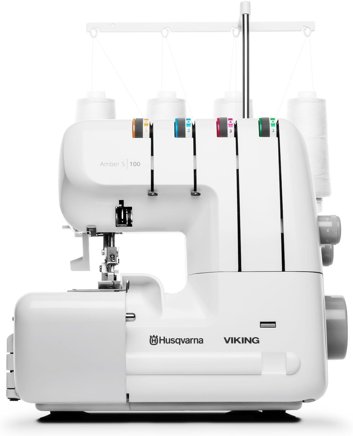 Viking Overlock-Nähmaschinen, Schwarz, Overlock Amber S100 Husqvarna, Differentialtransport, LED-Beleuchtung