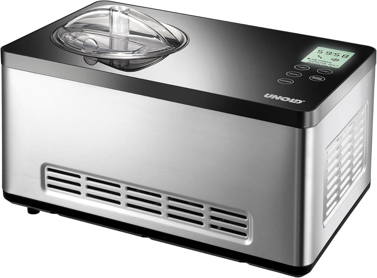Unold Eismaschine, 180 W, 2 L, Silber, 48845 Gusto - mit selbstkühlendem Kompressor, Volumen, elegantes Edelstahlgehäuse