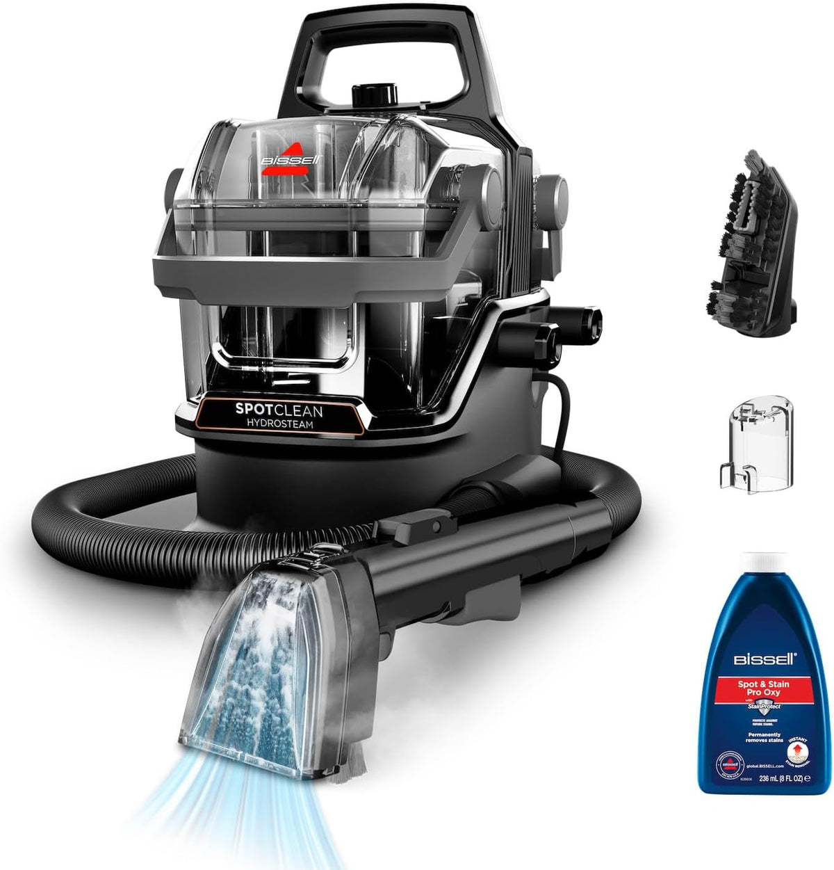 Bissell Dampfreiniger, 1000 W, Schwarz, SpotClean HydroSteam Teppichreiniger & 3689N