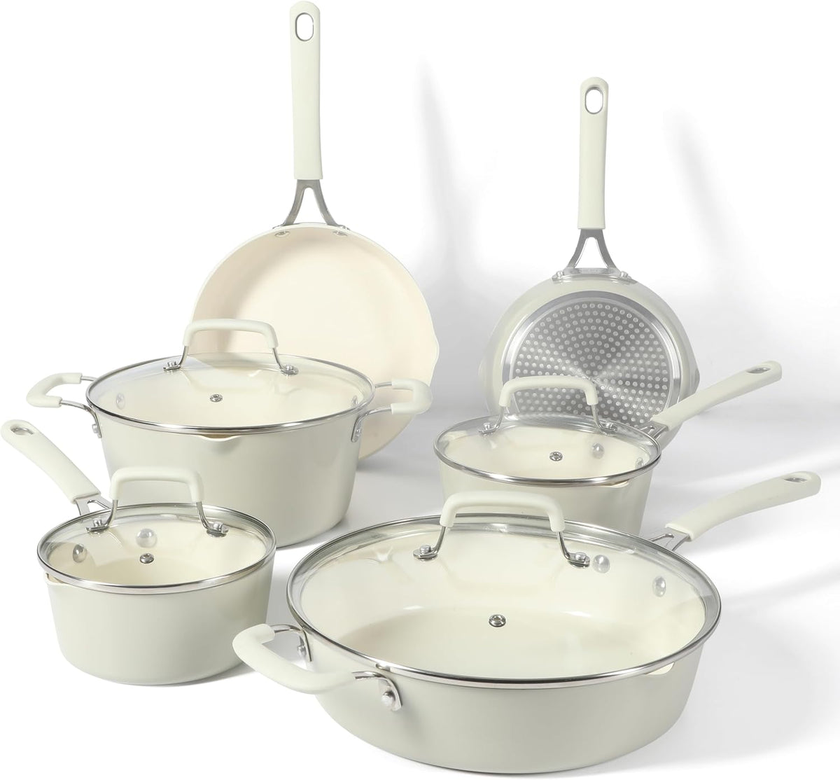 Martha Stewart Topf- & Pfannensets, Schwarz, Heathland Premium Antihaft-Kochgeschirr-Set, PFA-frei, Keramik, innen