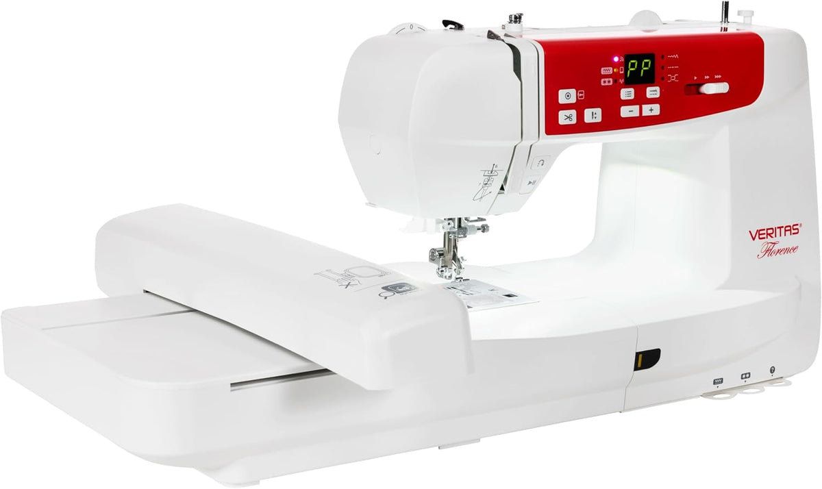 VERITAS Tablet, Weiß/Rot, Näh- und Stickmaschine Florence I Computer-Nähmaschine I