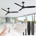 ZMISHIBO Deckenventilator, 132 cm, Weiß, 2 Stück Outdoor- mit Fernbedienung, schwarzer ohne Licht mit leisem reversiblen Gleichstrommotor