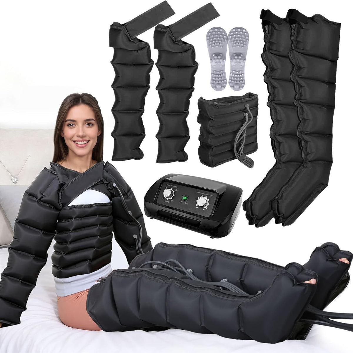 Sofa LBJDJYB, Schwarz, Lymphdrainage Gerät bei Lipödem Beine Arme und Bauch für, Professionelles Beinmassagegerät für die Lymphdrainage