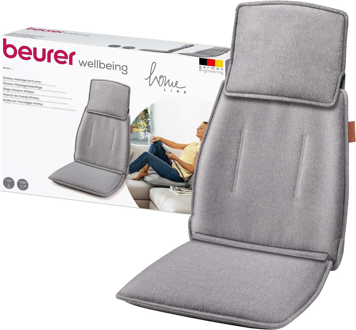 Beurer Massagestühle & Sitzauflagen, Grau, MG 330 Shiatsu-Massagesitzauflage, 3 Massagebereiche und 2 Intensitäten