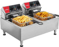 crosson Heißluftfritteuse, 12 L, Schwarz, Elektrische Fritteuse mit doppeltem Tank und rotierendem, 30-Minuten-Timer