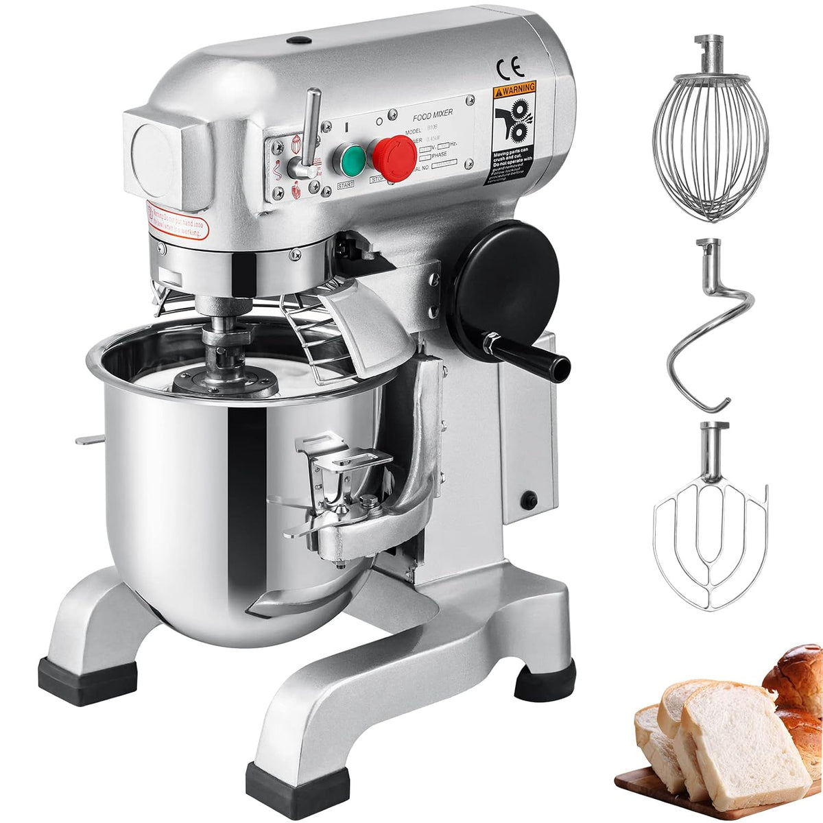 VEVOR Knet- & Rührmaschinen, 30 L, Schwarz, Kommerzieller Knetmaschine für Backbedürfnisse Pizzateig