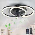 TRUYOK Deckenventilator, 50CM×14CM, Acryl + Eisen, Schwarz, mit Beleuchtung Leise Dimmbar Deckenleuchte mit Ventilator