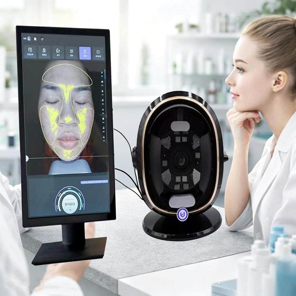 GCLCPAEN Kamera, Braun, Professionelles Hautanalysegerät, 8-Spektral-Gesichtsanalysator, 5'-Hd-Display, Cloud-Speicher