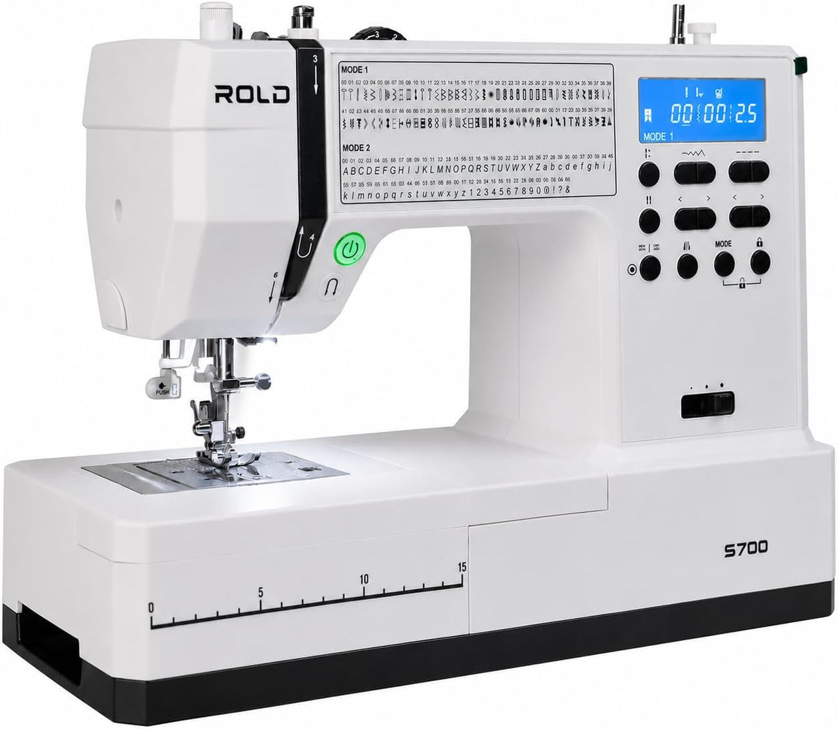 ROLD Overlock-Nähmaschinen, Grau, S700 Computernähmaschine, 146 Stiche, automatisches Knopfloch, LED-Beleuchtung & Start/Stopp-Taste