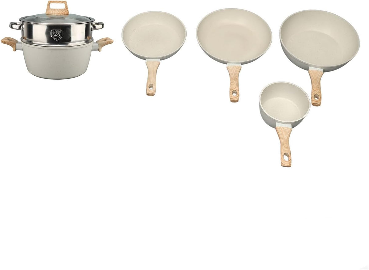 Stylebest Kochfeld, Weiß, Töpfe und Pfannen-Set, Antihaftbeschichtet, Stilvolles Granit-Kochgeschirr-Set für die Hausmannskost