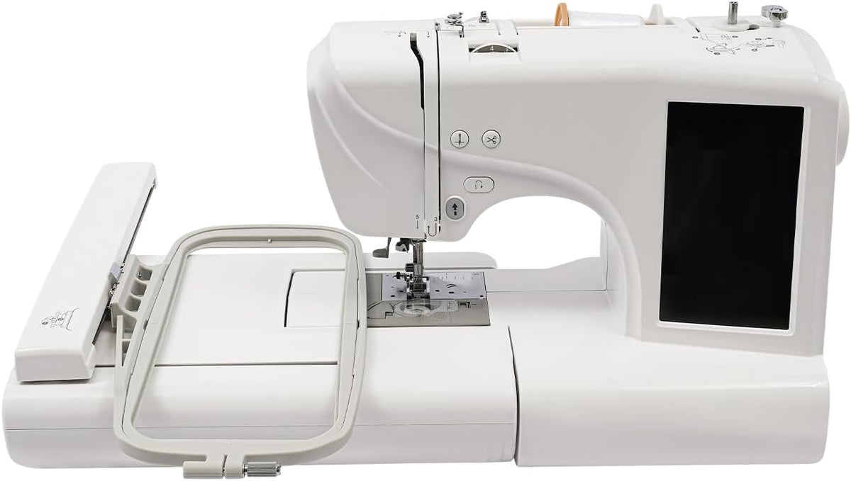 WINPANG Einfache Nähmaschinen, 43 × 38 × 35 cm, Schwarz, Stickmaschine, 96 Stichmuster, 162 Nähstiche, 11 Sprachen Nähmaschine