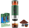Zordin Kaffeemaschine, 20 bar, Schwarz/Silber, Tragbare mit abnehmbarem Akku, Mini Reise, Expresso Maschine mit USB-C
