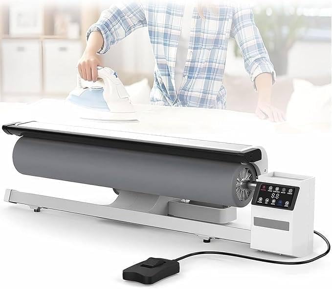 LQQYJSM Dampfglätter, Schwarz, Gewerbliche Dampfbügelpresse Rotationswalze, Dampfbügelmaschine Mit Led-Anzeige