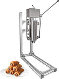 Donut-Maker, Silber, Vertikaler manueller Churro-Maker, robuste Edelstahl-Maschine mit 6 Düsen und L-förmigem