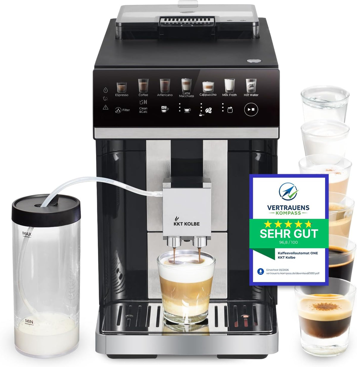 KKT KOLBE Kaffeevollautomat, Schwarz/Silber, ONE schwarz silber