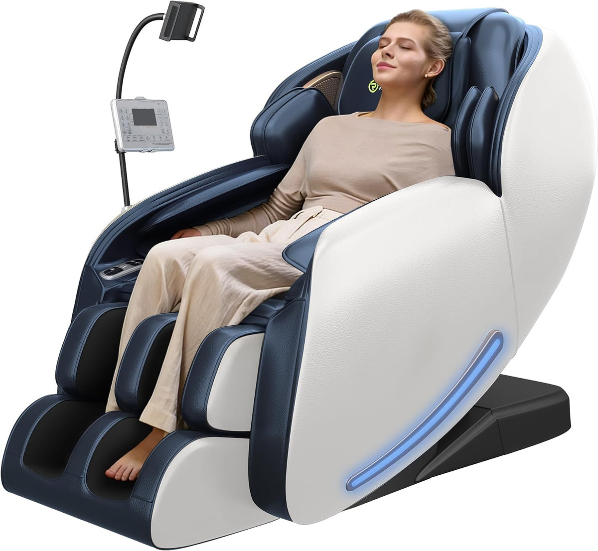 Real Relax Massagestühle & Sitzauflagen, Blau/Weiß, 2026 Massagesessel Ganzkörper, Zero Gravity SL-Track Shiatsu-Massage-Liegesessel