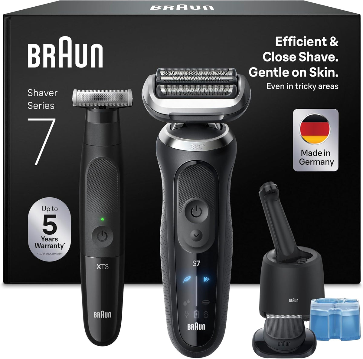 Braun Elektrorasierer, Braun/Schwarz, Bundle mit Series 7 Rasierer Kabelloser, Nass und Trockenrasierer, Wasserdicht