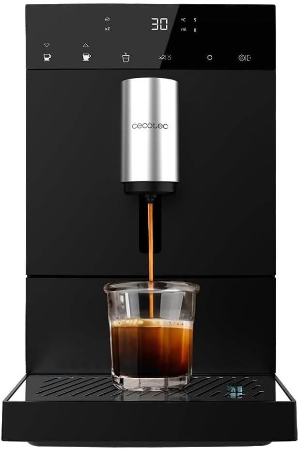 Cecotec Kaffeemaschine, 1350 W, 19 Bar, 1,1 L, Schwarz/Silber, Superautomatische Kompakt- Cumbia Cremmaet Compact