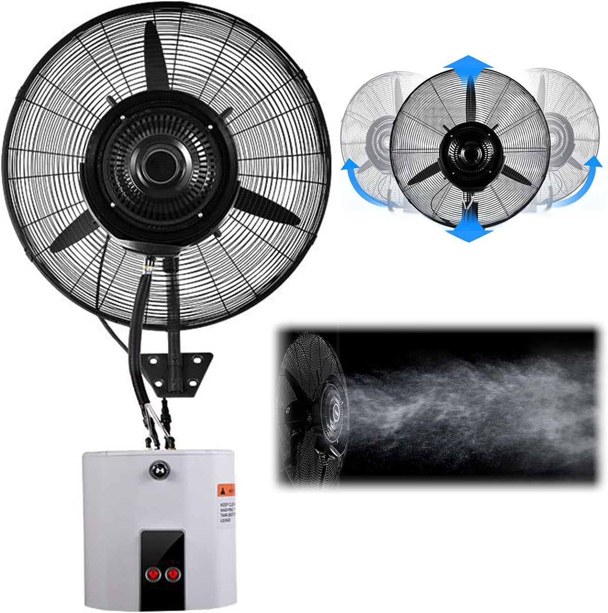 QUSYZD Standventilatoren, 28 Zoll, 71 cm, 71 cm, Weiß, Oszillierender Wandventilator mit 3 Kühlstufen, Nebelventilator für den Außenbereich