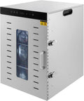MELAQULY Dörrautomaten, 1500 W, Silber, 16-Ebenen Edelstahl Dörrautomat - Lebensmitteltrockner