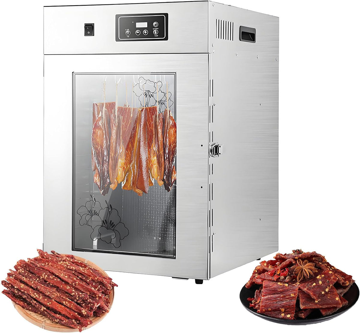 AETEREOS Dörrautomaten, 1000 W, 110 V, 15 L, Silber, Lebensmittel-Dehydrator Elektrisch Trockenschrank Edelstahl, Droewors