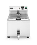 HENDI Heißluftfritteuse, 3500 W, 345 mm, 230 V, 8 L, Silber, Fritteuse Mastercook, mit Ablasshahn, Tisch Friteuse, Sicherhetsthermostat