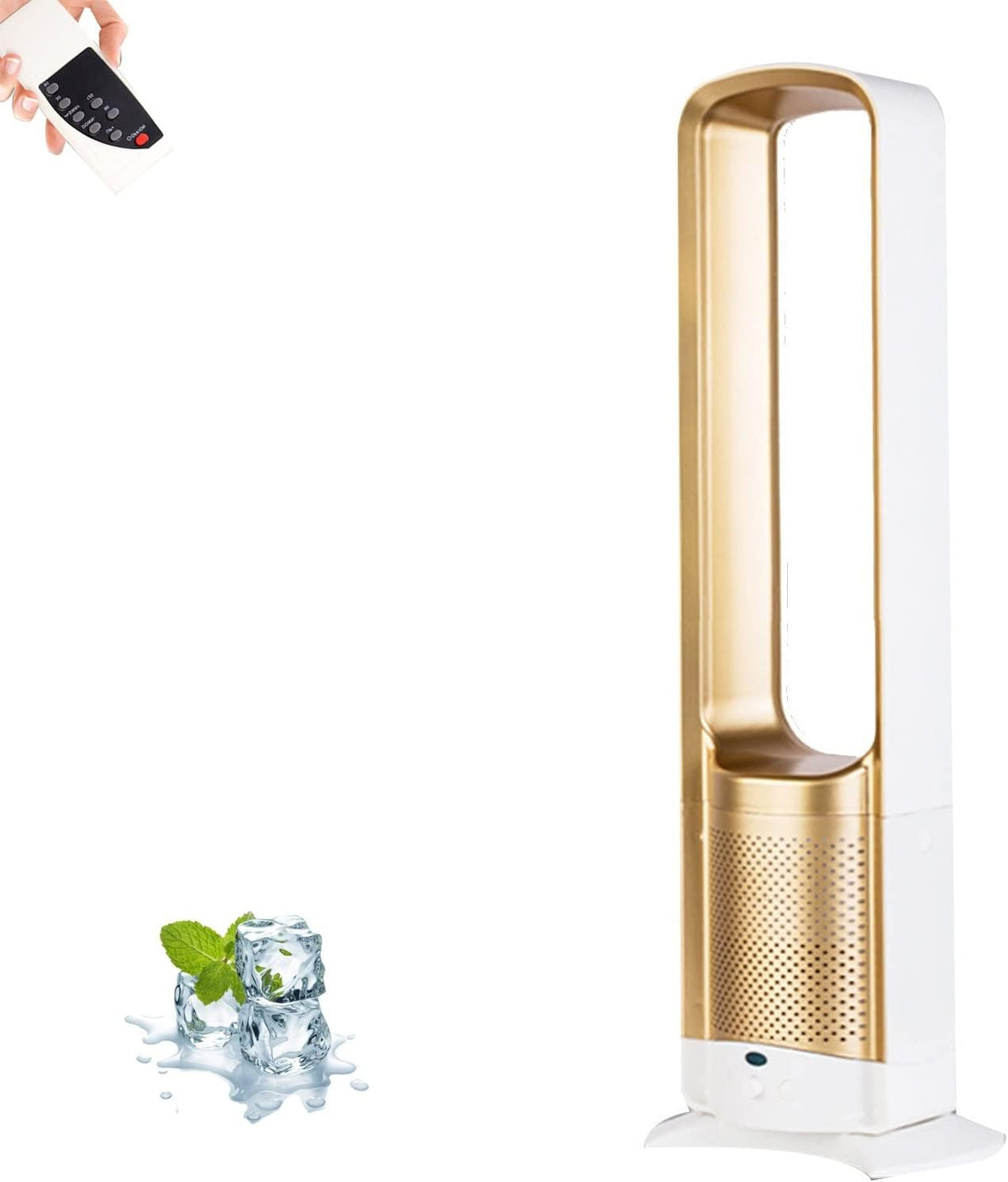 Turmventilator, Weiß, Tragbarer oszillierender blattloser Ventilator, Fernbedienung mit Timer, ultra-leise Kühlung für Zuhause