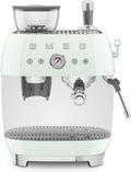 Smeg Kaffeemaschine, 1350 W, Schwarz/Silber, EGF03PGEU, manuelle Espressomaschine, mit integrierter Kaffeemühle