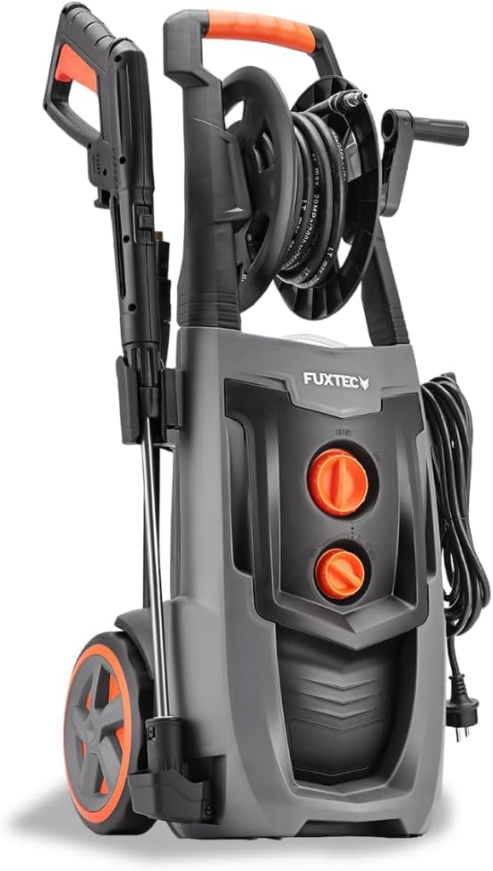 Fuxtec Hochdruckreiniger, 195 bar, 2500 W, 468l, 7m, Schwarz, Profi- FX-HDRP2500, Flächenreiniger mit Hochdruckschlauch