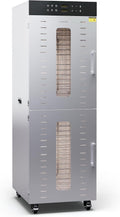 Klarstein Dörrautomaten, 3.000 W, 55 dB, Silber, Dörrautomat Edelstahl, 32 Edelstahl-Einlegeböden, 90 °C, 24-Stunden-Timer