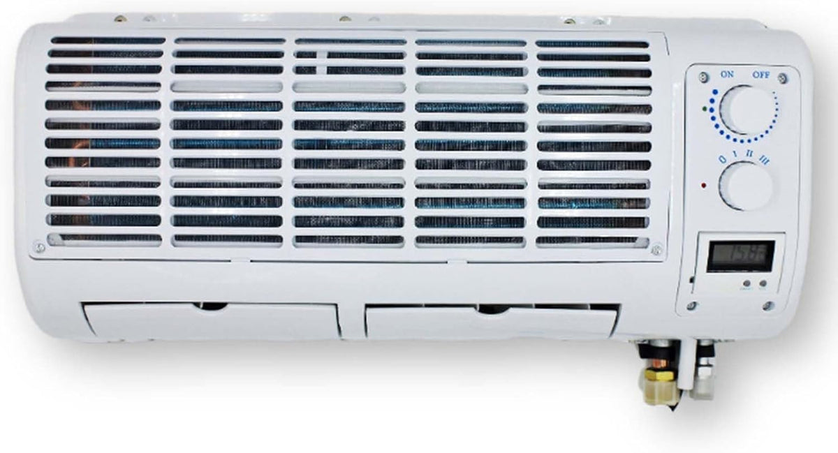 Kompressor, 12 V, Weiß, Tragbarer Auto-Verdringungs-Klimaanlage Mini-Kühler-Lüfter, LCD-Manuelle Einstellung, Wohnwagen