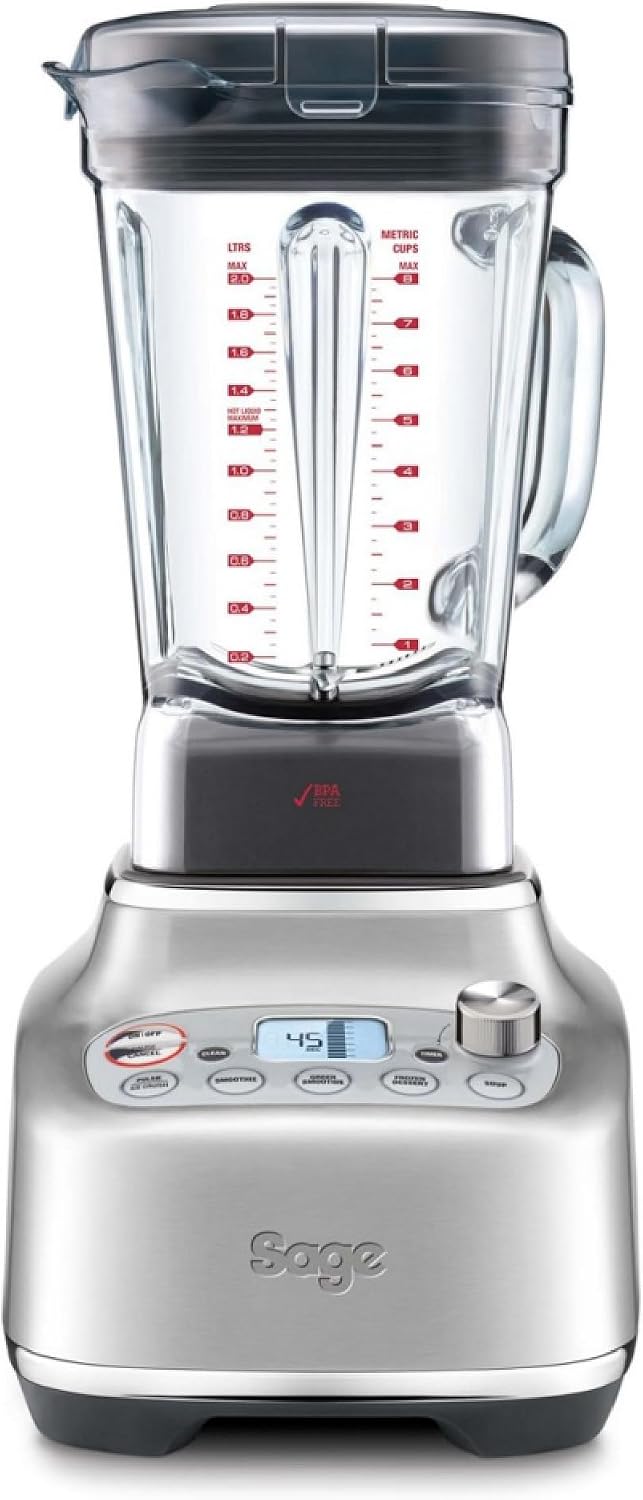 Sage Standmixer, 2 l-Kanne und 700 ml-Becher, Silber, The Super Q, Gebürsteter Edelstahl