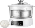 YXYLJOZ Reiskocher, 3 l., 3 L, PP + 304 Edelstahl., Silber/Grün, Niedriger Zucker, Edelstahl Smart Elektrischer mit Hebezuckerentfernungskorb