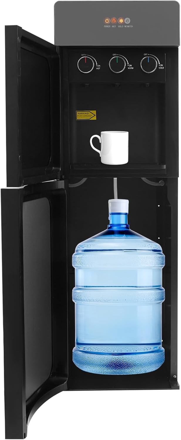 MEELRYD Kühler & Wasserspender, Schwarz, Bodenstehender Wasserspender, Vertikaler Wasserspender, Wasserspender Kalt Heiß Doppelfunktion